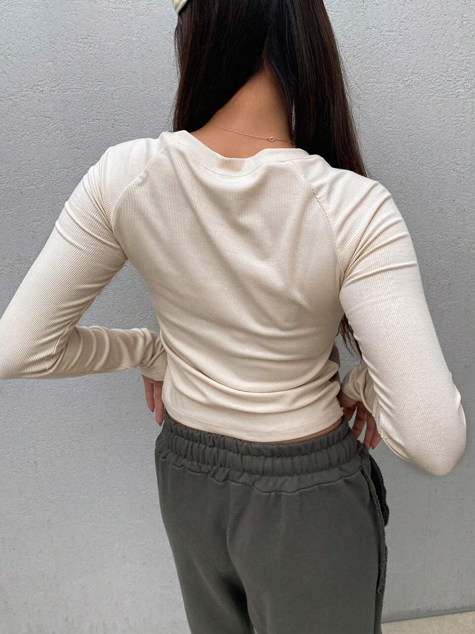 Letter Graphic Colorblock Crop Tee,Fall Clothes Long Sleeve Women Tops