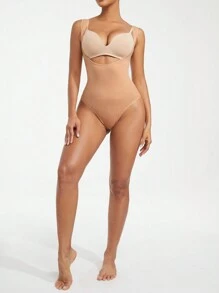 SHAPORA 素色連體緊身衣 - 杏色 - 查看 6