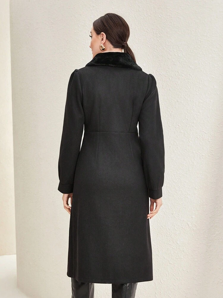 Borg Collar Button Front Coat