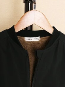 Cậu bé Tween Dây kéo Lót nhiệt Áo khoác bomber - màu đen - Xem 3