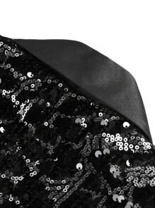 CLOUDSTYLE 男士閃閃發光的西裝外套 - 黑色 - 查看 3