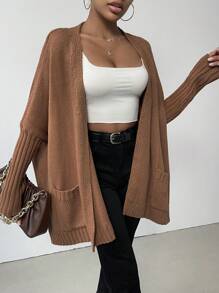 SHEIN LUNE Dual Pocket Batwing Sleeve Cardigan