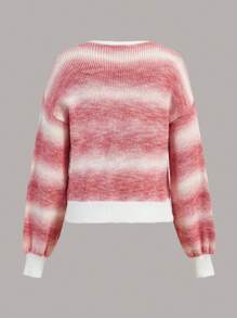 GENKIRA 漸層撞色滾邊落肩袖開襟衫 - 彩色 - 查看 2