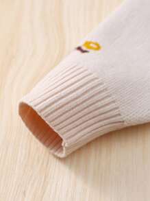 Baby Girl Floral Pattern Ruffle Trim Knit Jumpsuit - Multicolor - View 3