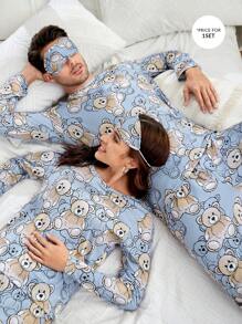 Hombres Conjunto de pijama con estampado de dibujos animados - Multicolor - Ver 1