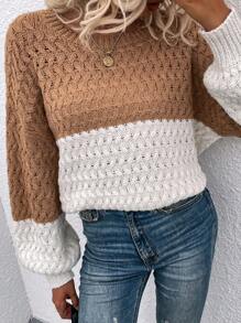 SHEIN LUNE Hai âm tay cánh Áo len - Màu Khaki - Xem 1