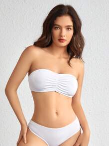 Ocili Leisure Smooth & Comfy Solid Ruched Bra-White - White - View 6