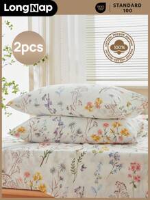( 100% Cotton ) 2 chiếc Vỏ gối in hoa không có đệm, siêu mềm thoáng khí Thoải mái mọi mùa - Nhiều màu - Xem 1