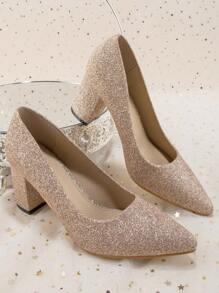 Pointed-Toe Slip-On High Heels, Suitable For Banquets, Parties And Commuting, Elegant And Versatile Fashion Women's Pumps - Champagne - View 2