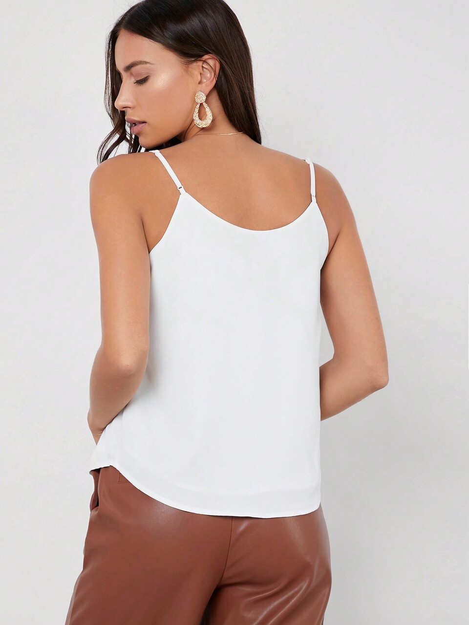 Summer Casual & Versatile White V-Neck Camisole Top For Commute