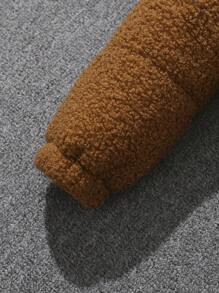 SHEIN Young Boy Letter Embroidery Hooded Teddy Coat Without Sweater,In Fall/Winter - Multicolor - View 6