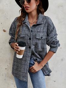 Chiquease Plaid Flap Detail Drop Shoulder Coat - Multicolor - View 3