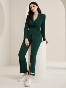 Seusyu Costume À nœud Latéral Et Col À Revers Uni