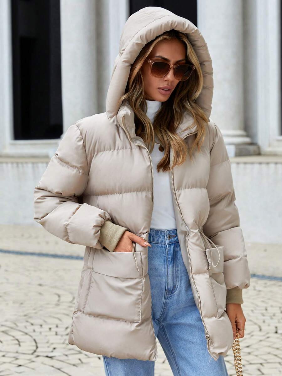 EURMUSE Ladies Regular Fit Padded Jacket - Black and White - View 1