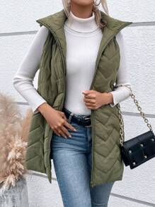 SHEIN LUNE 连帽拉链女士背心加厚棉服外套衣服冬季