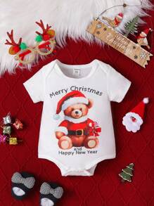 男嬰熊和標語圖案連身背心