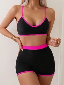 對比綁定比基尼套裝 - 彩色 - 查看 6