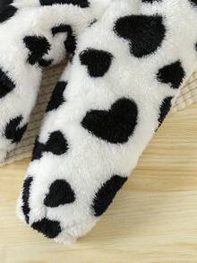 Baby Girls' Lovely Casual Two-sided Fleece Heart Pattern Printed Black And White Outfits For Autumn And Winter - Multicolor - View 6