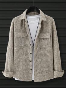 Manfinity Homme Men Solid Flap Pocket Drop Shoulder Shacket, Casual Urban - Multicolor - View 3