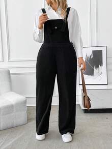 SHEIN LUNE Hơn 1 Miếng Chi tiết về Flap Tổng thể Jumpsuit - màu đen - Xem 4