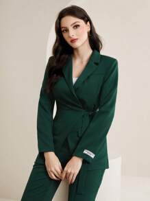 Seusyu Costume À nœud Latéral Et Col À Revers Uni