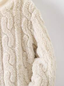 SHEIN Chico joven Sudadera unicolor forro polar - Beis - Ver 4