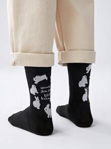 SHEIN 1 para Królik Wzorzyste Czarny Skarpety - Czarne i Białe - Zobacz 7