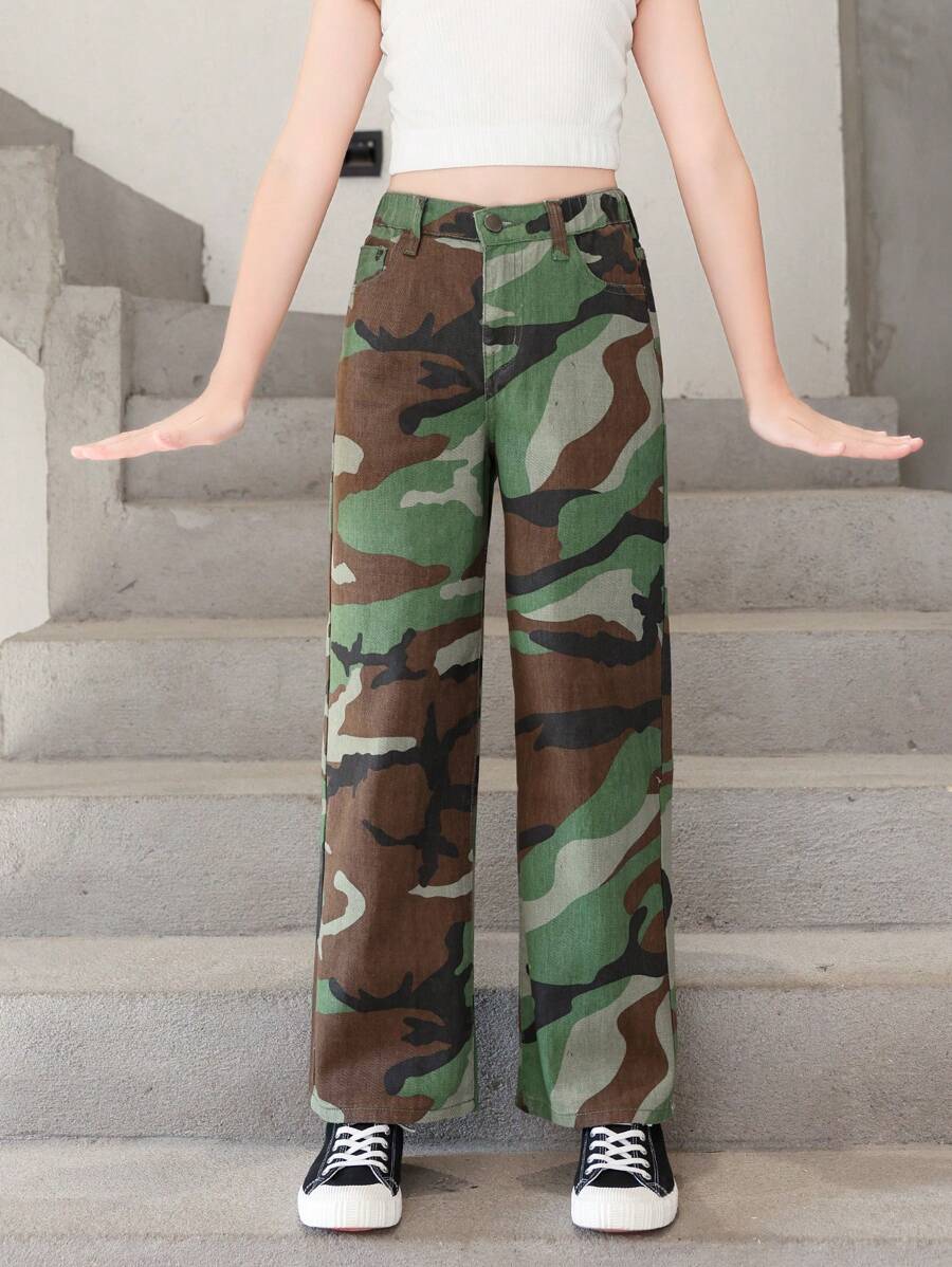 Cô gái Tween Camo In Quần jean - màu xanh lá - Xem 1
