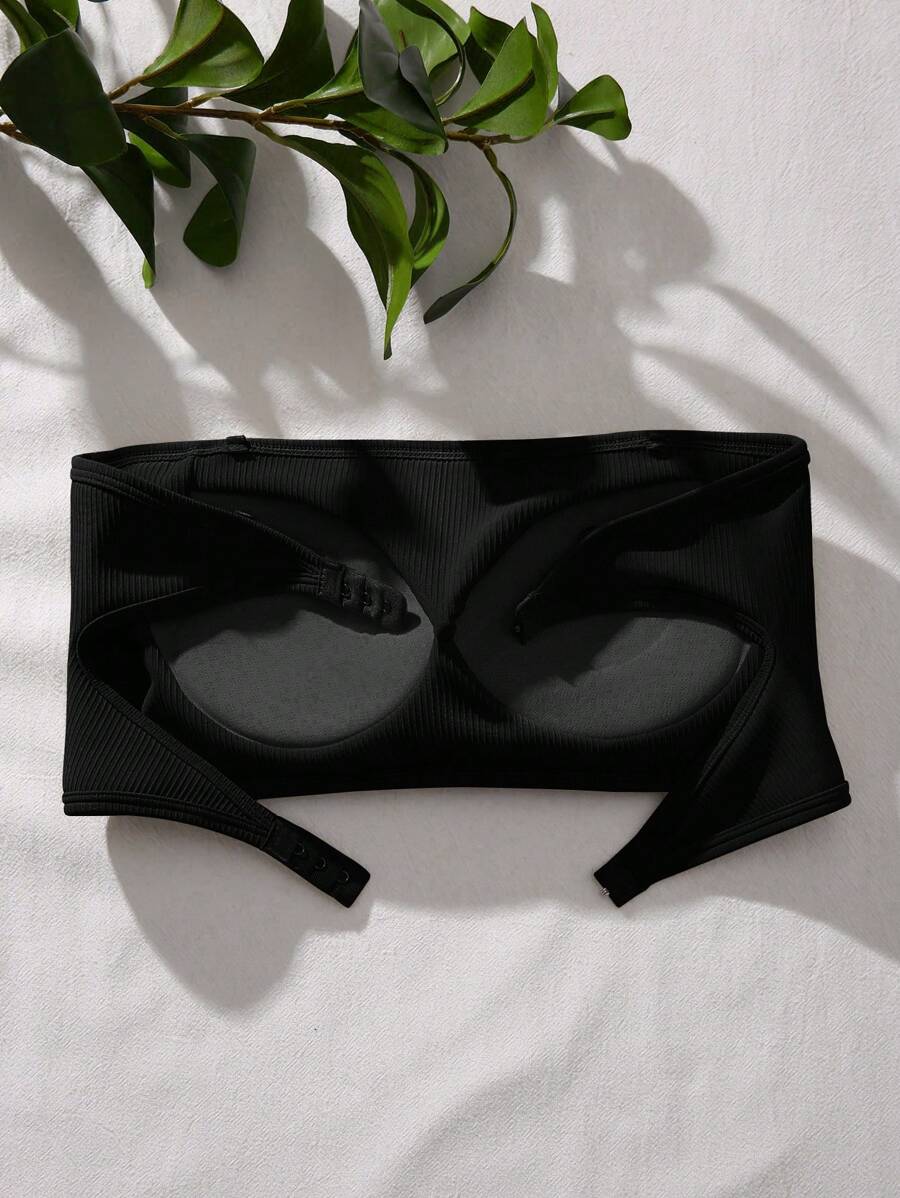 Solid Cutout Back Underwire Bra - Black - View 1