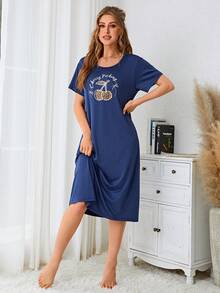 標語和櫻桃圖案睡裙