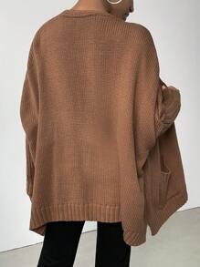 SHEIN LUNE Dual Pocket Batwing Sleeve Cardigan
