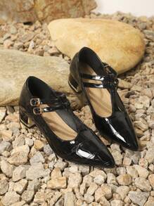 2025年秋冬尖头粗跟玛丽珍鞋时尚女鞋优雅高跟鞋