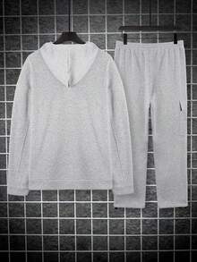 Manfinity Hypemode 男士帶束帶套頭衫和運動長褲套裝 - 灰色 - 查看 2