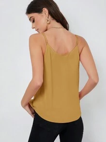 BizChic Top de tirantes unicolor ropa de trabajo - Mostaza Amarilla - Ver 2