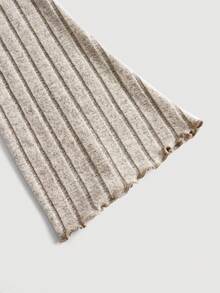 SHEIN MOD Scoop Neck Flare Sleeve Split Hem Tee - Apricot - View 3