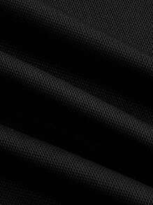 SHEIN MOD Cartoon & Letter Graphic Lettuce Trim Crop Tee - Black - View 4