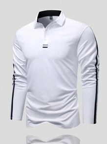 Manfinity Homme 男士側邊條紋款式polo衫 - 白色 - 查看 1