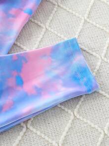 Cô gái Tween Nhuộm buộc In Trái tim Áo thun và Leggings Vừa Khít Bộ PJ - Nhiều màu - Xem 3