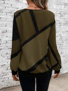 EMERY ROSE Khối màu Một nửa khóa kéo Áo nỉ - màu nâu - Xem 2