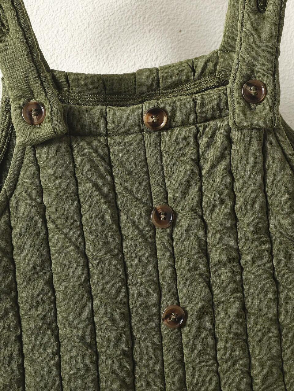 Baby Boy Solid Button Detail Cami Jumpsuit