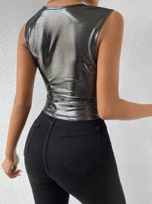 Allurite Cổ vuông Xù Áo ba lỗ - màu đen - Xem 2