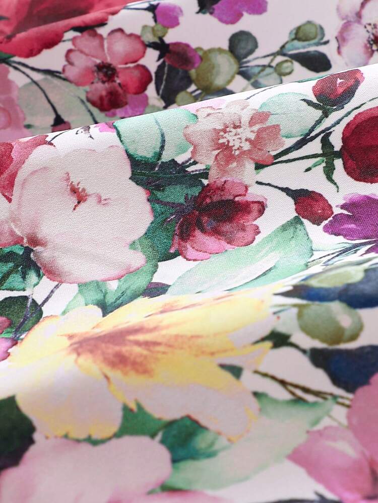 Baby Girl Floral Print Bow Front Dress