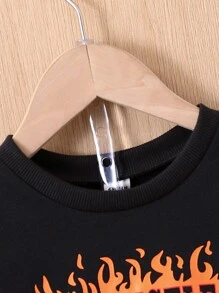 Infant Flame Printed Sweatshirt And Pants Set - Burnt Orange - View 4