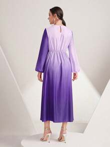 Modelyn In Ombre Tay áo lồng đèn Eo Ruched Đầm - Màu tím - Xem 2