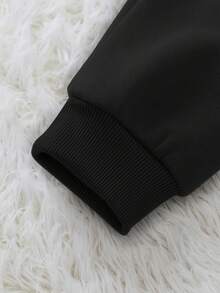 SHEIN EZwear Chữ cái & Đồ họa hoạt hình Lót nhiệt Áo chui đầu - màu đen - Xem 5