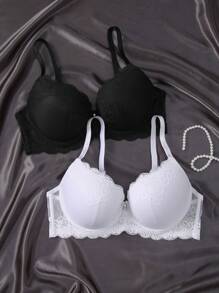 Set de 2 sujetadores con aros de encaje de colores contrastantes