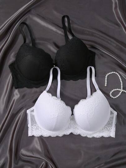 Set de 2 sujetadores con aros de encaje de colores contrastantes