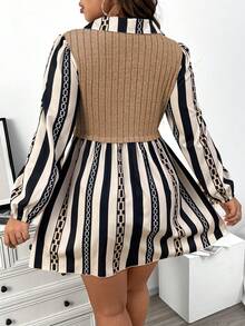 Celure Hơn Sọc & In Dây chuyền Tay áo lồng đèn Váy 2 trong 1 - Nhiều màu - Xem 2