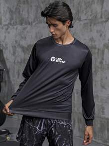 Manfinity Sport Corelite Áo thun nam họa tiết chữ thể thao Áo nỉ nam - màu đen - Xem 3