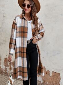 SHEIN Essnce In kẻ sọc Thả vai Áo khoác - Nhiều màu - Xem 4